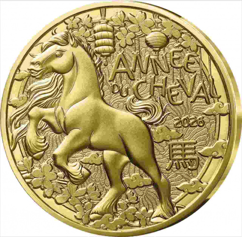 Памятная монета 1/4 евро Год лошади. Китайский календарь. Франция 2026 UNC Памятная монета 1/4 евро Год лошади. Китайский календарь. Франция 2026 UNC