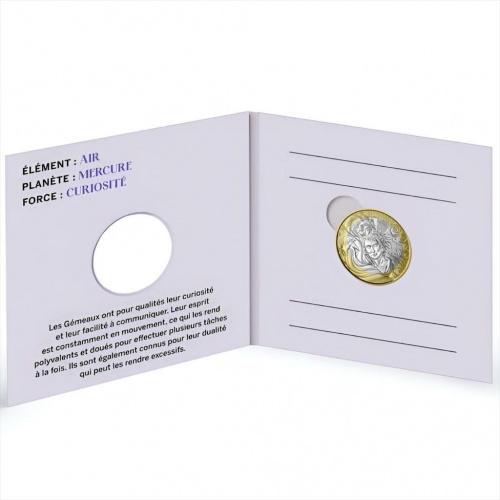 Памятная монета 5 евро в буклете Близнецы. Знаки зодиака. Франция 2026 UNC фото 4