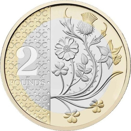 Монета 2 фунта Национальные цветы. Великобритания 2023 UNC Монета 2 фунта Национальные цветы. Великобритания 2023 UNC