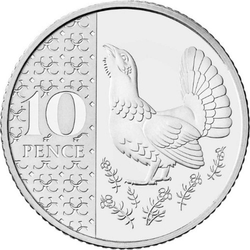 Монета 10 пенсов Глухарь. Великобритания 2023 UNC