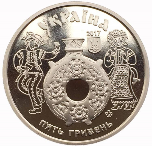 Монета 5 гривен Косовская роспись. Украина 2017 Proof фото 2 Монета 5 гривен Косовская роспись. Украина 2017 Proof фото 2