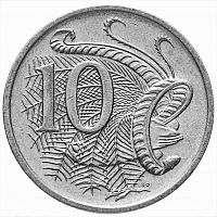 Коллекционная монета 10 центов. Австралия, год выпуска из периода 2019-2023, VF-XF