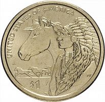 Монета 1 доллар Торговые пути XVII века. Коренные американцы. США P 2012 UNC