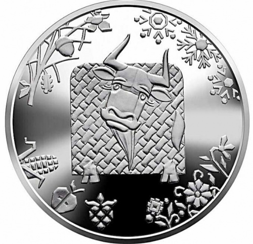 Памятная монета 5 гривен Год Быка. Украина, 2021 г. в. Proof