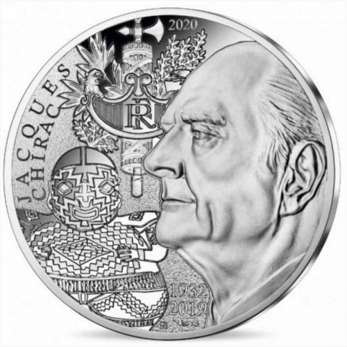 Монета 10 евро в буклете Жак Ширак. Франция 2020 UNC фото 2