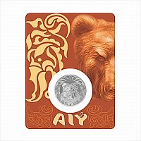 Памятная монета 200 тенге в блистере Медведь AIY. Культовые животные - тотемы кочевников. Казахстан 2024 BU