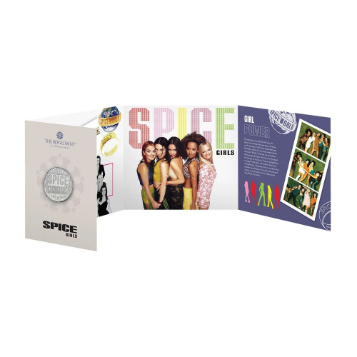 Памятная монета 5 фунтов Spice Girls в буклете. Легенды музыки. Великобритания 2026 BU фото 4