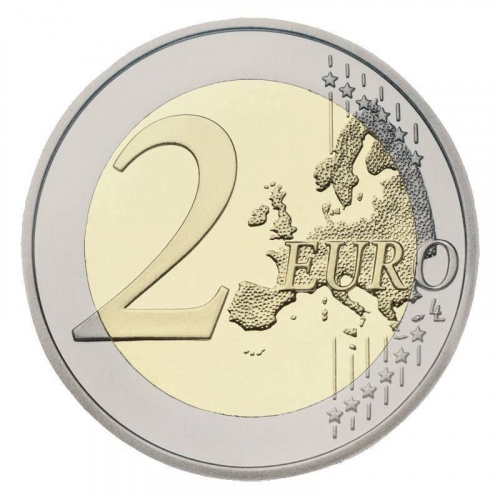 Памятная монета 2 евро Литва с Украиной. Литва 2023 UNC фото 2