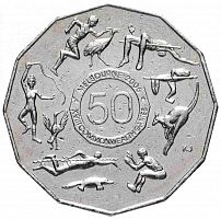 Памятная монета 50 центов. XVIII Игры Содружества. Австралия, 2005 г. в. Монета в состоянии XF (из обращения)