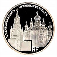 Серебряная монета 10 евро в футляре Московский Кремль. Всемирное наследие ЮНЕСКО. Франция 2009 PF