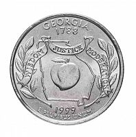 Монета 25 центов Джорджия. Штаты и территории. США Р 1999 UNC