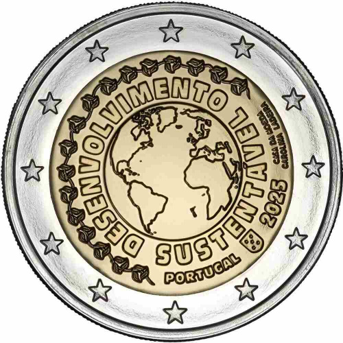 Памятная монета 2 евро Устойчивое развитие. Португалия 2025 UNC Памятная монета 2 евро Устойчивое развитие. Португалия 2025 UNC