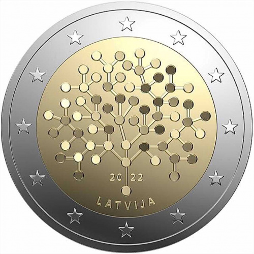 Памятная монета 2 евро Финансовая грамотность. Латвия 2022 UNC Памятная монета 2 евро Финансовая грамотность. Латвия 2022 UNC