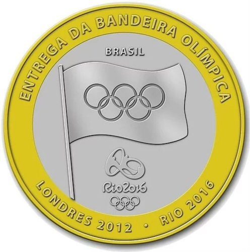Монета 1 реал XXXI летние Олимпийские Игры Рио-де-Жанейро 2016. Эстафета передачи олимпийского флага. Бразилия 2012 UNC Монета 1 реал XXXI летние Олимпийские Игры Рио-де-Жанейро 2016. Эстафета передачи олимпийского флага. Бразилия 2012 UNC