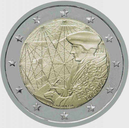 Монета 2 евро 35 лет программе Эрасмус. Португалия 2022 UNC