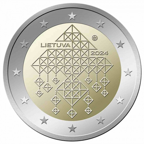 Памятная монета 2 евро Соломенные сады. Литва 2024 UNC