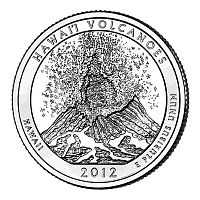 Монета 25 центов Гавайские вулканы. Национальные парки. США Р 2012 UNC