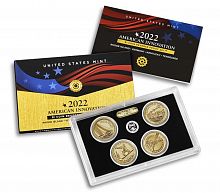 Набор из 4-х монет 1 доллар Американские инновации. S. США 2022 reverse proof