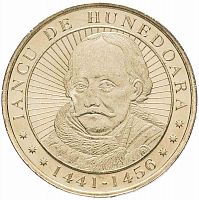 Памятная монета 50 бани Янош Хуньяди. Румыния, 2016 г. в. Монета в состоянии UNC (из ролла)
