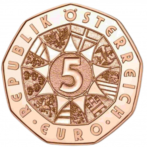 Монета 5 евро Счастливый високосный год. Новогодние монеты. Австрия 2024 UNC фото 2