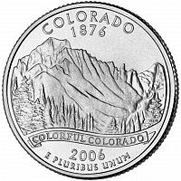 Монета 25 центов Колорадо. Штаты и территории. США D 2006 UNC