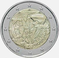 Монета 2 евро 35 лет программе Эрасмус. Франция 2022 UNC
