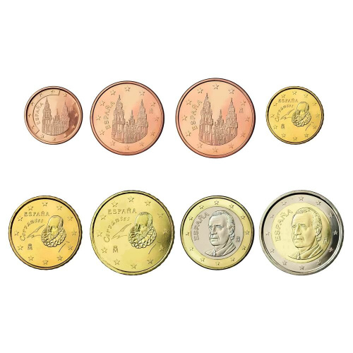 Годовой набор из 8-ми евро монет. Испания UNC Годовой набор из 8-ми евро монет. Испания UNC