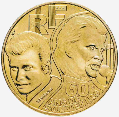 Монета 1/4 евро Джонни Холлидей. Франция 2020 UNC
