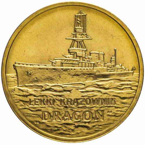 Памятная монета 2 злотых Крейсер Дракон Польша 2012 UNC