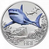 Монета 3 евро Акула. Красочные животные. Австрия 2018 UNC