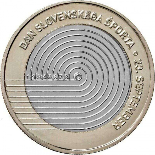 Монета 3 евро День словенского спорта. Словения 2023 UNC