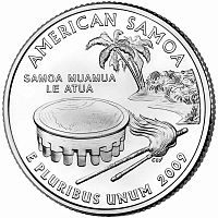 Монета 25 центов Американское Самоа. Штаты и территории. США D 2009 UNC