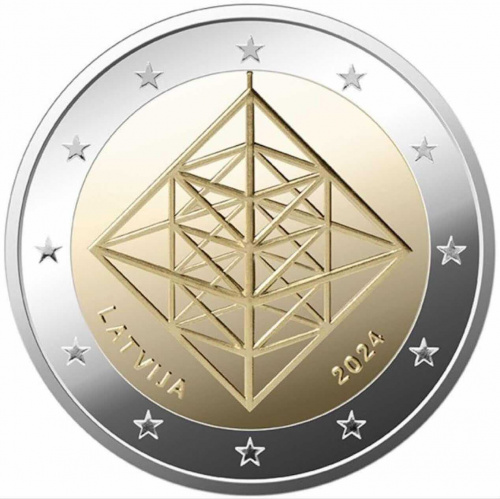 Памятная монета 2 евро Рождественское украшение Пузурис. Латвия 2024 UNC