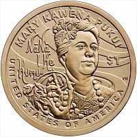 Памятная монета 1 доллар Мэри Кавена Пукуи. Коренные американцы. США D 2025 UNC