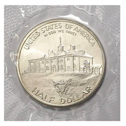 Серебряная монета 1/2 доллара (half dollar) в запайке Джордж Вашингтон. D. США, 1982 г. в. UNC фото 2 Серебряная монета 1/2 доллара (half dollar) в запайке Джордж Вашингтон. D. США, 1982 г. в. UNC фото 2