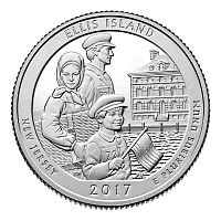 Монета 25 центов Остров Эллис. Национальные парки. США Р 2017 UNC