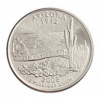 Монета 25 центов Аризона. Штаты и территории. США Р 2008 UNC