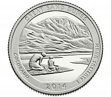 Монета 25 центов Грейт-Санд-Дьюнс. Национальные парки. США D 2014 UNC