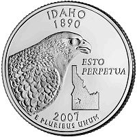 Монета 25 центов Айдахо. Штаты и территории. США D 2007 UNC