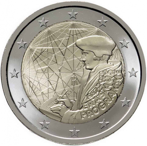 Монета 2 евро 35 лет программе Эрасмус. Италия 2022 UNC