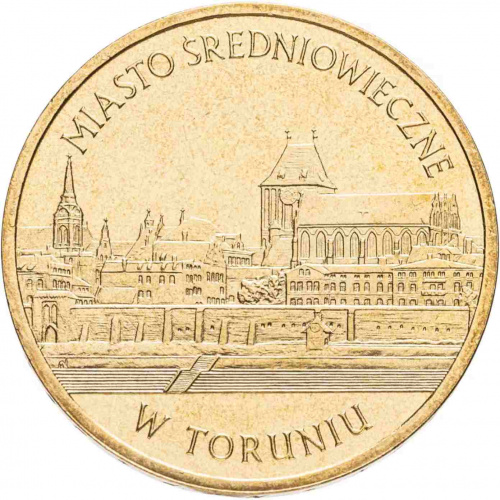 Памятная монета 2 злотых Торунь. Польша 2007 UNC