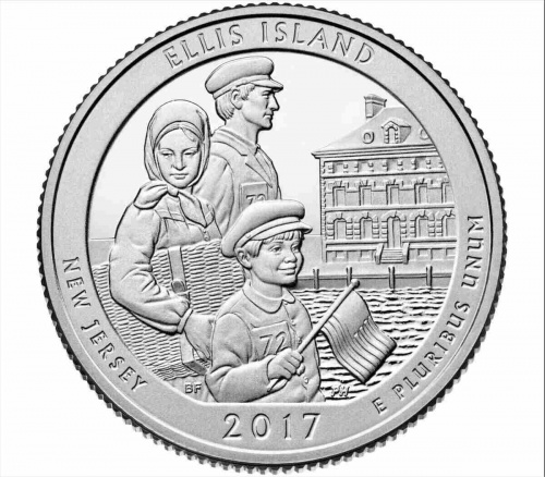 Монета 25 центов Остров Эллис. Национальные парки. США D 2017 UNC Монета 25 центов Остров Эллис. Национальные парки. США D 2017 UNC