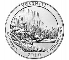 Монета 25 центов Йосемити. Национальные парки. США D 2010 UNC