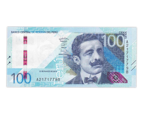 Банкнота 100 соль. Перу 2019 (выпуск 2021) aUNC