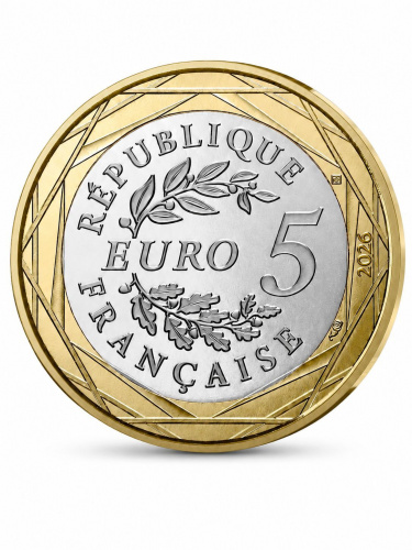 Монета 5 евро Морские животные Животные мира Франция 2026 UNC фото 2 Монета 5 евро Морские животные Животные мира Франция 2026 UNC фото 2