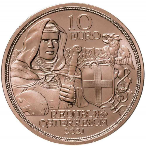 Монета 10 евро Братство. Рыцарские истории. Австрия 2021 UNC фото 2