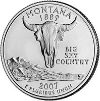 Монета 25 центов Монтана. Штаты и территории. США D 2007 UNC