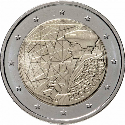 Монета 2 евро 35 лет программе Эрасмус. Германия D 2022 UNC