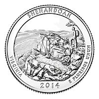 Монета 25 центов Шенандоа. Национальные парки. США Р 2014 UNC