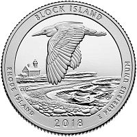 Монета 25 центов Остров Блок. Национальные парки. США D 2018 UNC